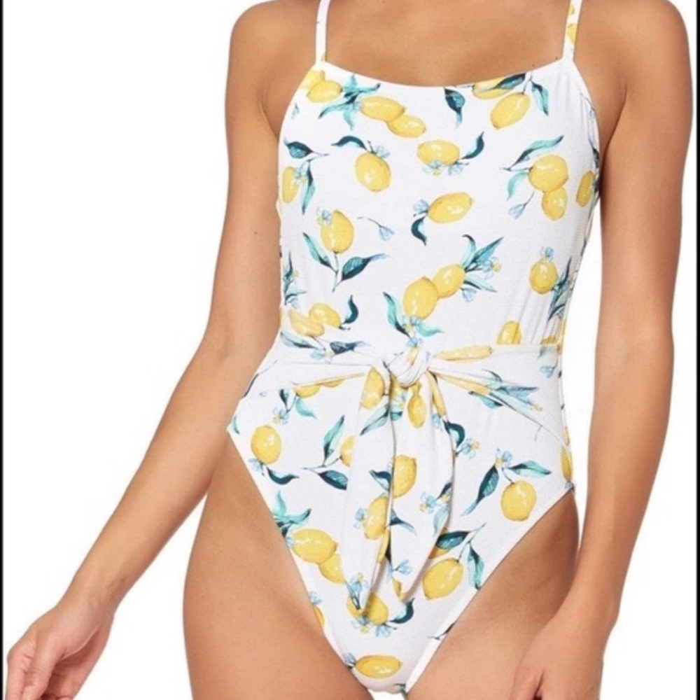Jessica Simpson Women’s Lemon Tie Waist One Piece swimsuit size large. NWT